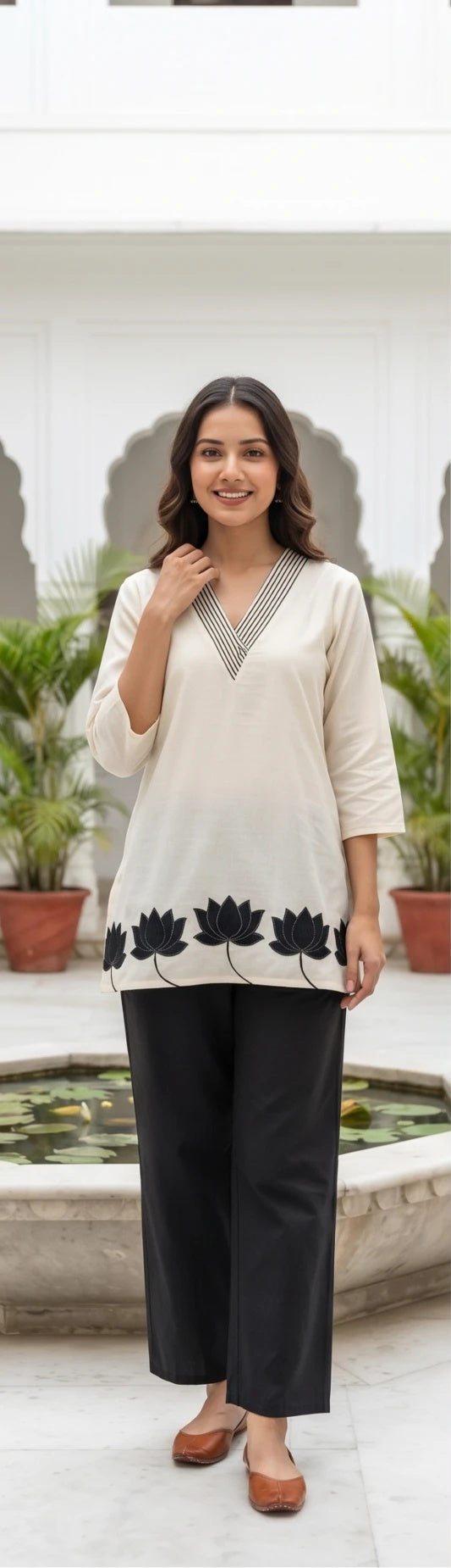 Black Pure Mul Cotton Relaxed Pants