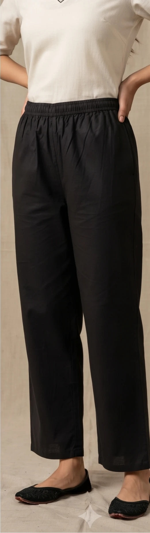 Black Pure Mul Cotton Relaxed Pants