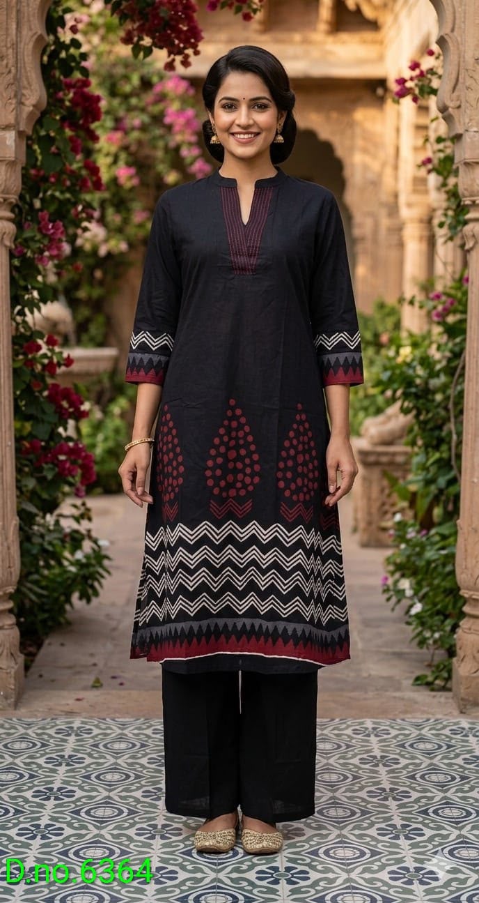 Classic Black Jaipuri 2-Piece Suit Set