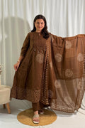 Rich Brown Bandhani Magic Anarkali 3 Piece Dress