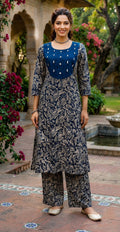 Indigo Floral Printed Cotton Co-Ord Set