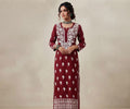 Maroon Lucknowi Chikankari Handwork Long Kurti