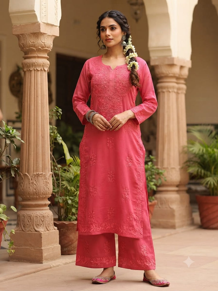 Lucknowi Chikankari Handwork 2-Piece Suit