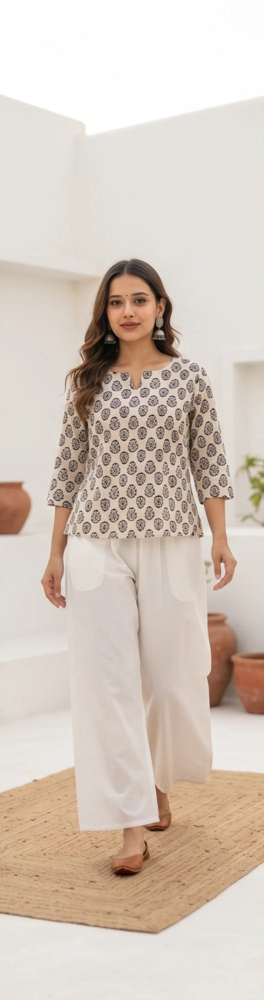 White Pure Mul Cotton Relaxed Pants