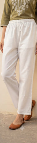 White Pure Mul Cotton Relaxed Pants