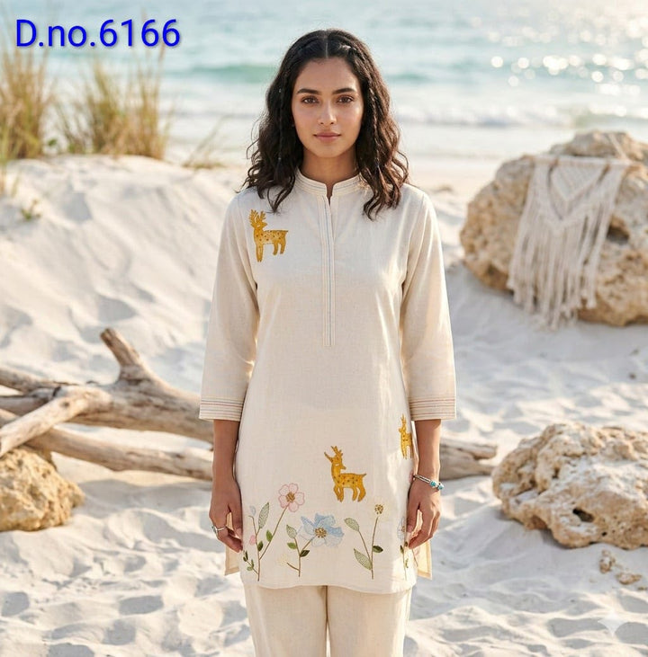 Off-White Deer-Motif Co-Ord Set
